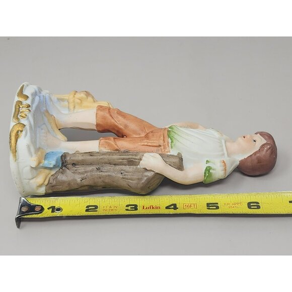 Timeless Vintage Sculpure Ceramic Bisque Victorian Boy Porcelain Figurine - Picture 11 of 11